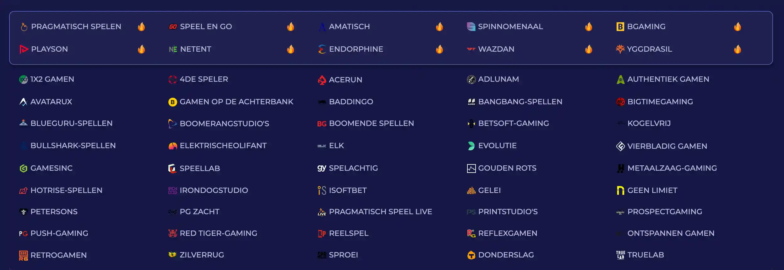 PinoCasino Softwareontwikkelaars